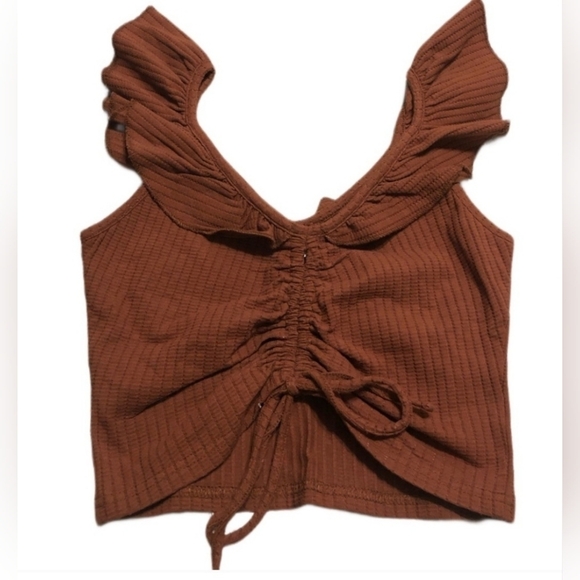 O'Neill Martie Ruffle Sleeveless Crop Top Women's Size Small Adjustable Front - Picture 8 of 9